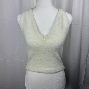 Whitney Eyelash Knit Midi Halter White Top